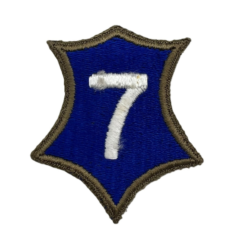 Insigne, VII Corps, US Army, Utah Beach, (1er modèle), bord vert, dos vert