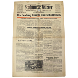 Newspaper, German, Kolmarer Kurier, August 6, 1943, "Die Festung Europa unerschütterlich"