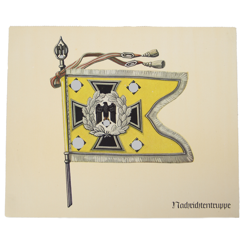 Lot of Four Illustrations, Standards of the Wehrmacht: Marine, Fahrabteilungen, Kavallerie, Nachrichtentruppe