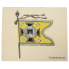 Lot de quatre illustrations, étendards de la Wehrmacht : Marine, Fahrabteilungen, Kavallerie, Nachrichtentruppe