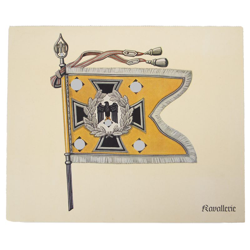 Lot of Four Illustrations, Standards of the Wehrmacht: Marine, Fahrabteilungen, Kavallerie, Nachrichtentruppe