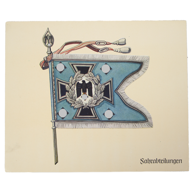 Lot of Four Illustrations, Standards of the Wehrmacht: Marine, Fahrabteilungen, Kavallerie, Nachrichtentruppe