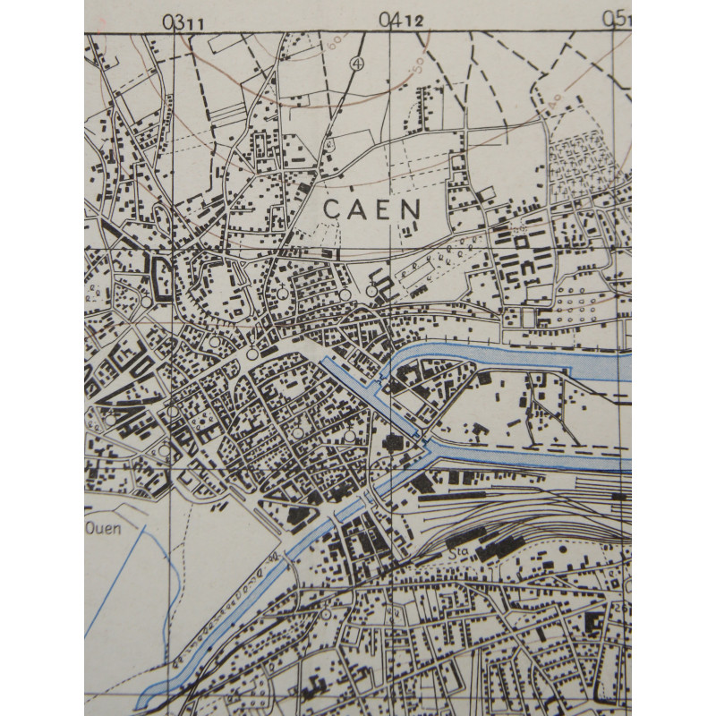 Carte britannique, CAEN, Normandie, 1944