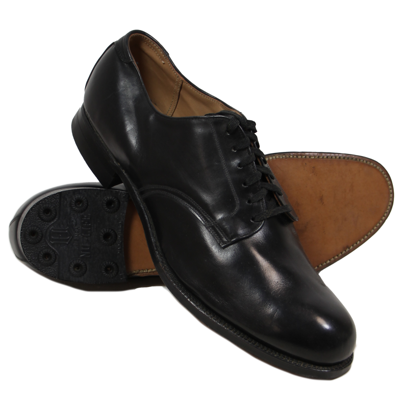 Chaussures basses, cuir noir, officier, US Navy, pointure 43,5, 1944