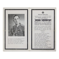 Sterbebild, carte du souvenir, Obfw. Johann Schildberger, Ausbildungs-Bataillon 4, Heer, 1944