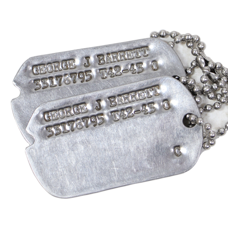Dog Tags, S/Sgt. George Barrett, Medic, 161st Station Hospital PTO Dog Tags, S/Sgt. George Barrett, Medic, 161st Station Hospital PTO