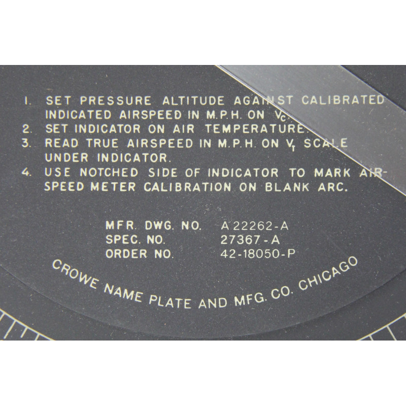Règle à calcul, Type G-1, True Airspeed, USAAF, 1942, dans son étui en carton