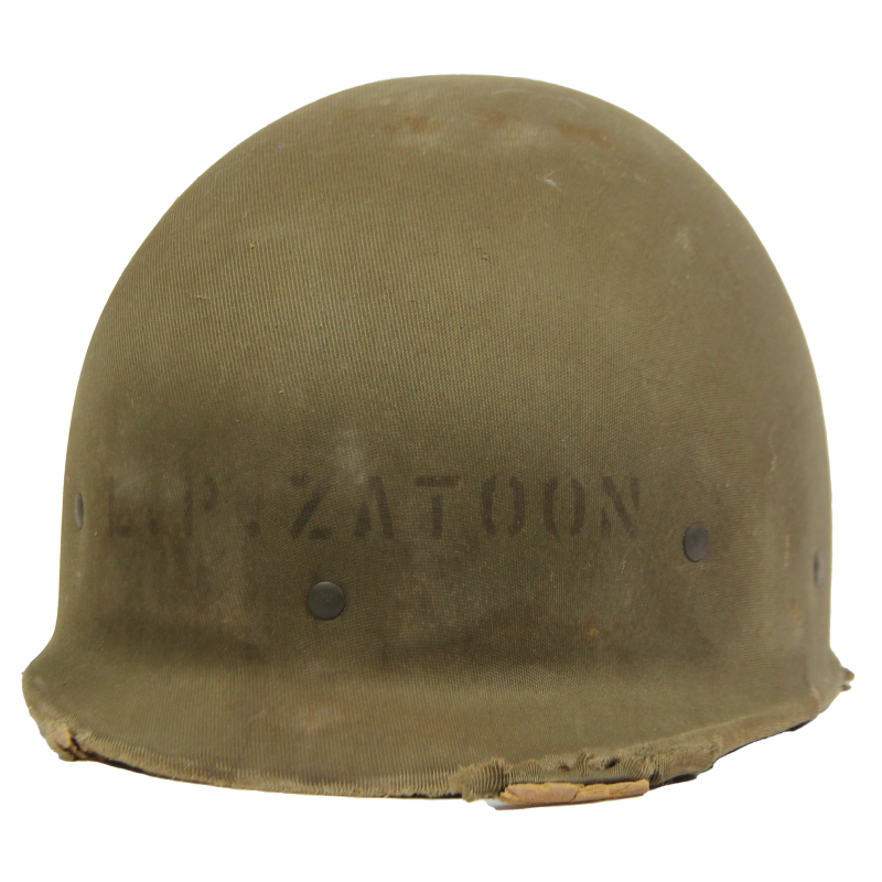Casque M1, pattes fixes, liner HAWLEY, F1c Leo Zatoon, 21st Naval Construction Bn., Seabees, PTO