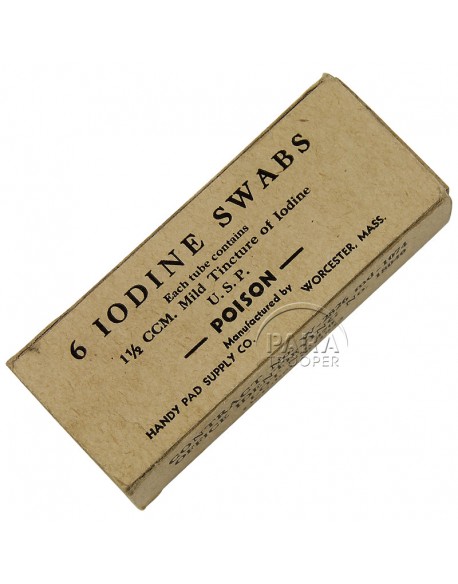Boîte de tampons de teinture d'iode, HANDY PAD SUPPLY CO. Oct. 1942, pleine
