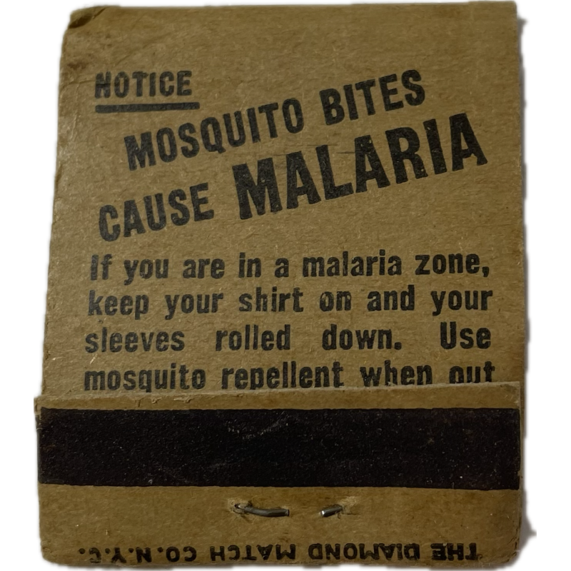 Matchbook, US Army, MOSQUITO BITES CAUSE MALARIA