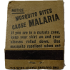 Pochette d'allumettes, US Army, MOSQUITO BITES CAUSE MALARIA, complète