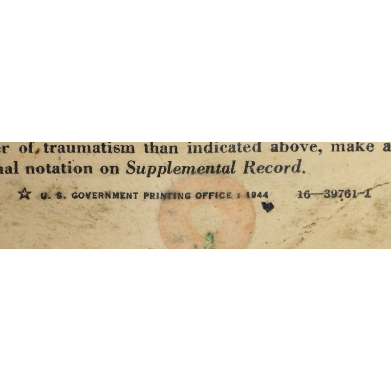 Carnet d'étiquettes de blessés, US Navy, Emergency Medical Tag, 1944