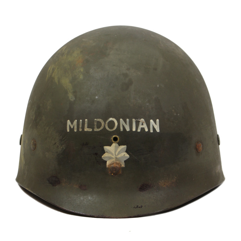 Sous-casque M1 (liner), MSA, A washers verts, Lt. Col. George Mildonian Sous-casque M1 (liner), MSA, A washers verts, Lt. Col. George Mildonian