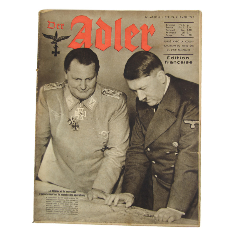 Magazine, Der Adler, Avril 21, 1942, French Edition, Hermann Göring & Adolf Hitler