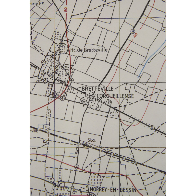 Map, British, THAON, Putot-en-Bessin, Bretteville-l'Orgueilleuse, Normandy, 1943