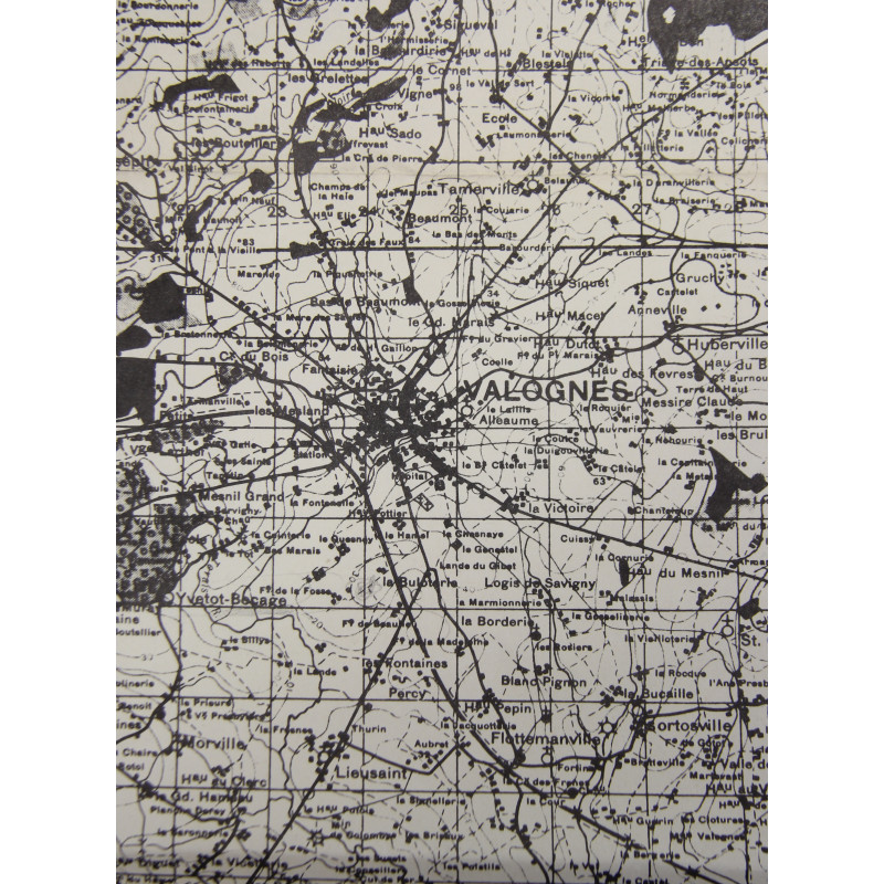 Map, British, VALOGNES, Azeville, Ravenoville, Saint-Marcouf, 1942
