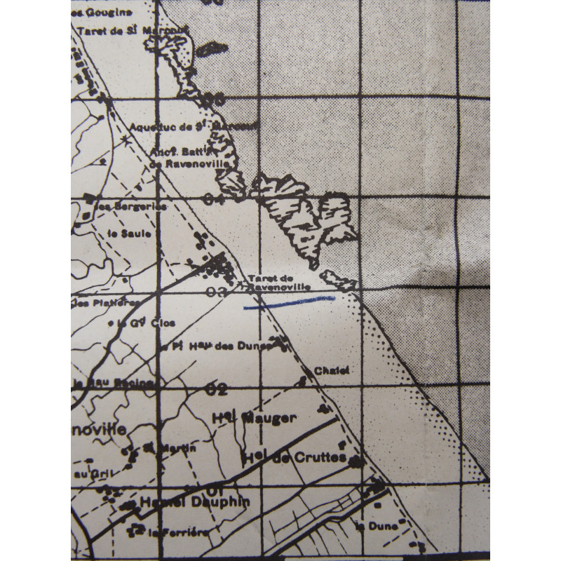 Map, British, VALOGNES, Azeville, Ravenoville, Saint-Marcouf, 1942