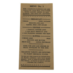 Label, Menu, No. 3, Ration, Ten-in-One, US Army