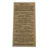 Label, Menu, No. 3, Ration, Ten-in-One, US Army