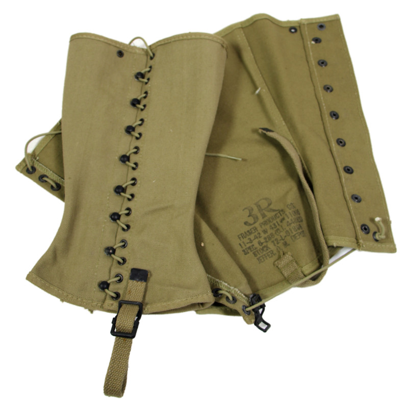 Leggings, Canvas, US Army, 3R, FRASER PRODUCTS CO. 1942 Leggings, Canvas, US Army, 3R, FRASER PRODUCTS CO. 1942