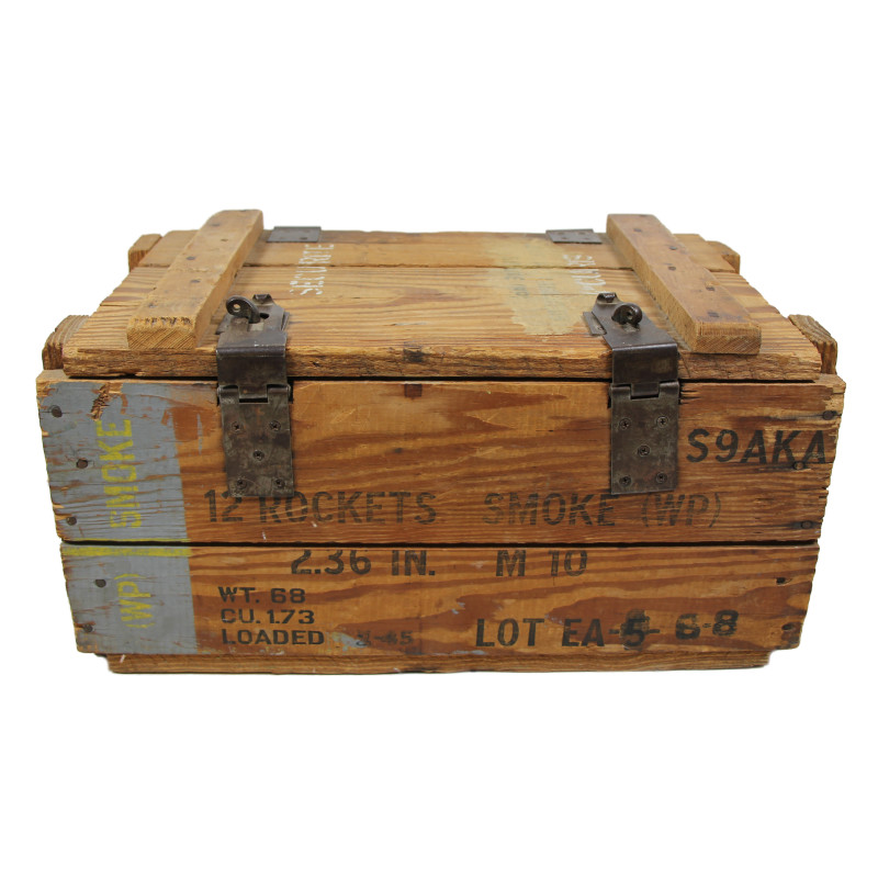 Crate, Wooden, 12 Rockets, Bazooka, Smoke (WP), 2.36 In., M 10, Empty