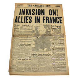 Une de journal, The Chicago Sun, 6 juin 1944, "Invasion On! Allies In France"