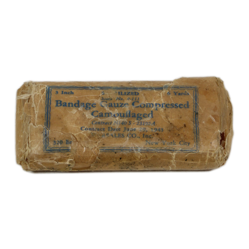 Pansement, Bandage, Gauze, Compressed, Camouflaged, N140S, MARSALES CO., Inc., 1943, intact