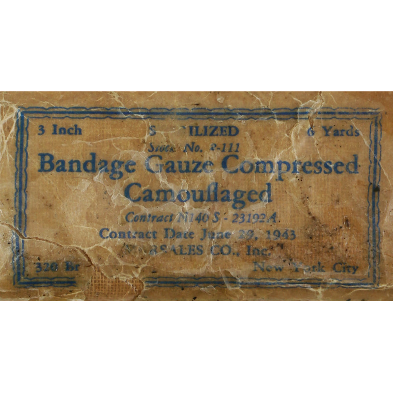 Pansement, Bandage, Gauze, Compressed, Camouflaged, N140S, MARSALES CO., Inc., 1943, intact