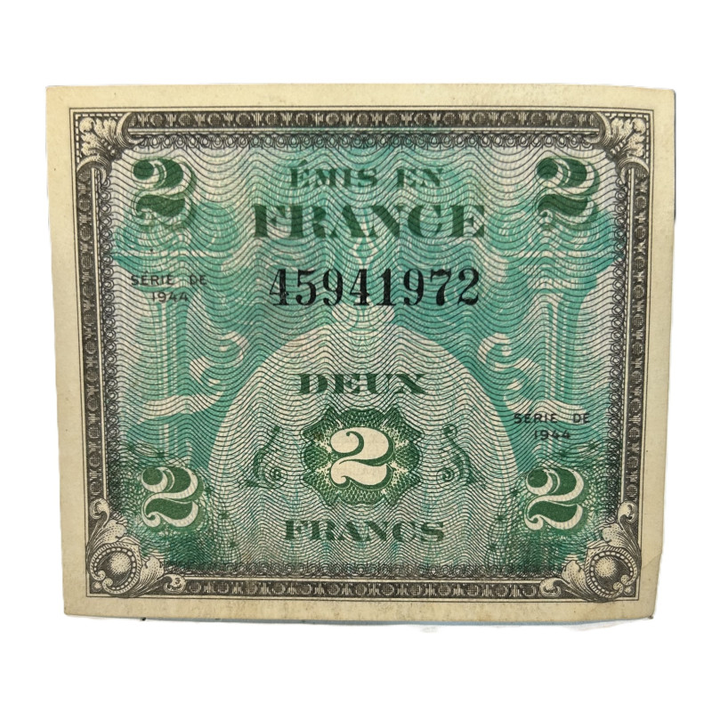 Billet drapeau (billet d'invasion), 2 francs, 1944