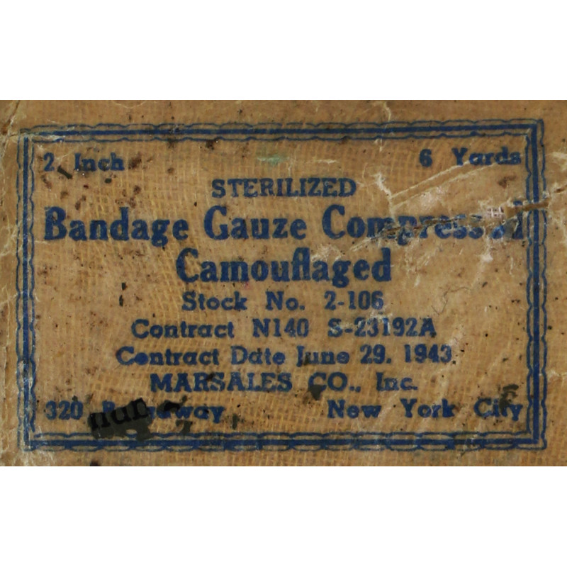 Plain Gauze Bandage Compressed Camouflaged, No. N140S, 1943, US Navy corpsman