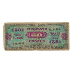 Banknote, Invasion Money, 50 Francs, 1944, 2nd Issue