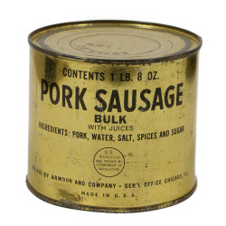 Boîte de conserve, saucisses de porc, ration, vide