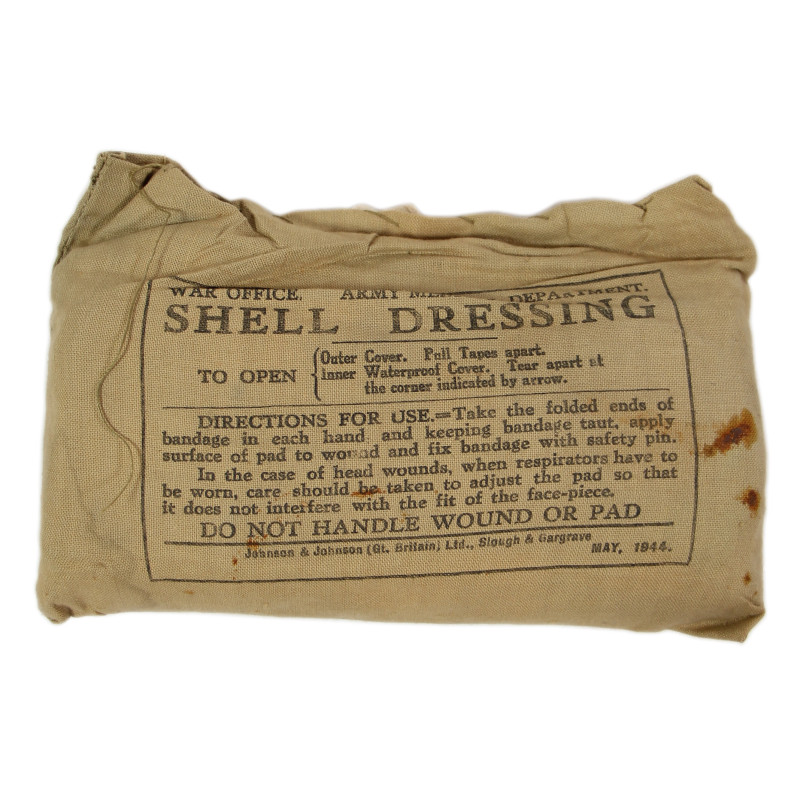 Pansement britannique, Shell Dressing, Johnson & Johnson (Gt. Britain), Ltd., mai 1944