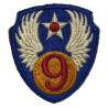 Insigne, 9th Air Force, USAAF, dos vert, 1943