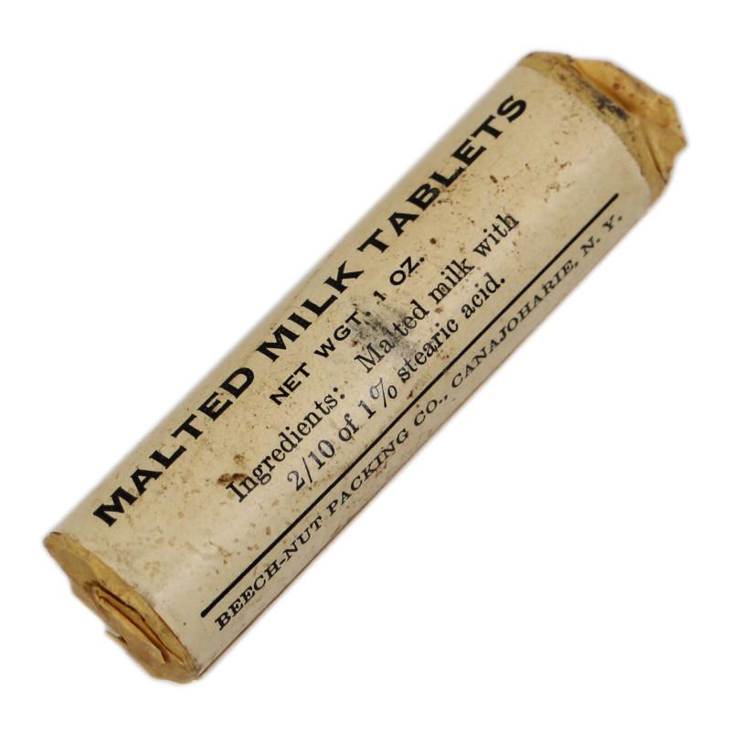 Paquet de comprimés, lait malté, Malted Milk Tablets, ration, BEECH-NUT PACKING CO., intact