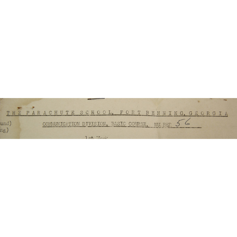 Schedule, Instruction, Parachute School, Fort Benning, 1943