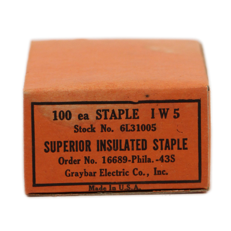 Box, 100 Superior Insulated Staples, US Army, 1943