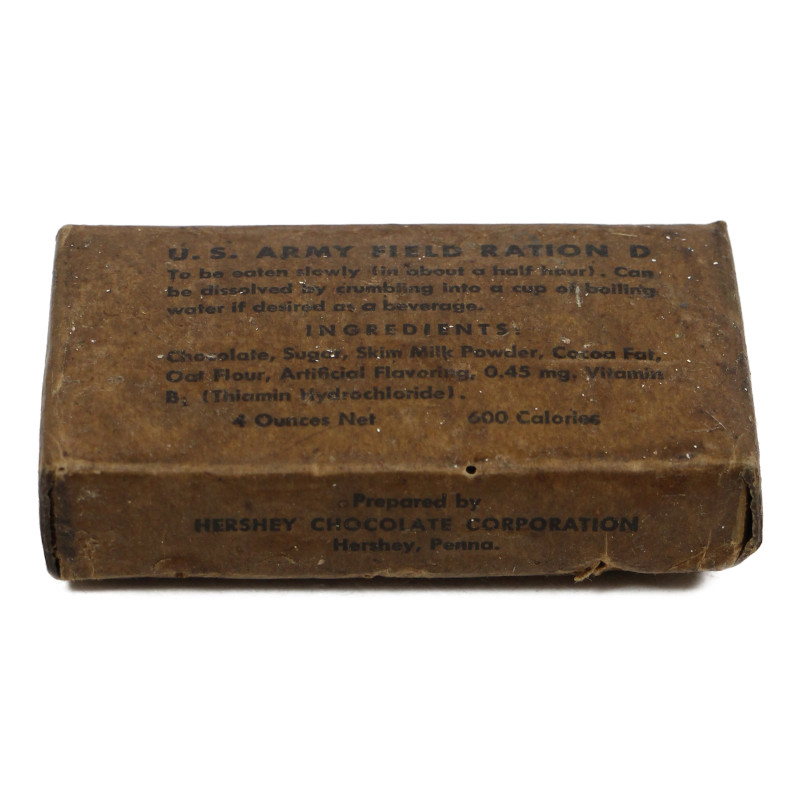 Field Ration D, US Army, 1er type, HERSHEY CHOCOLATE CORPORATION