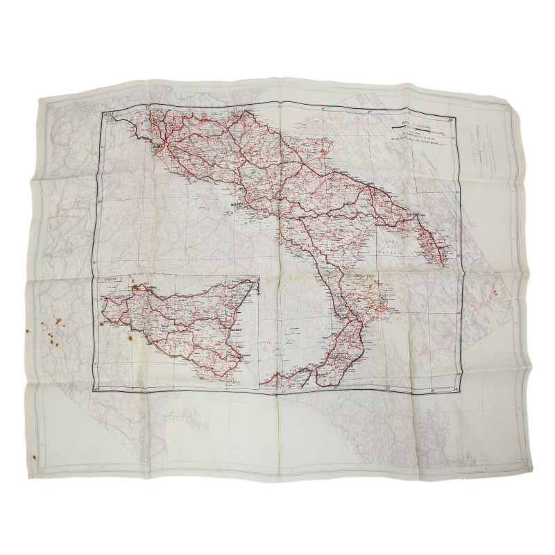 Carte d'évasion en soie, MI 9, Italie continentale et Sicile, J4/J3