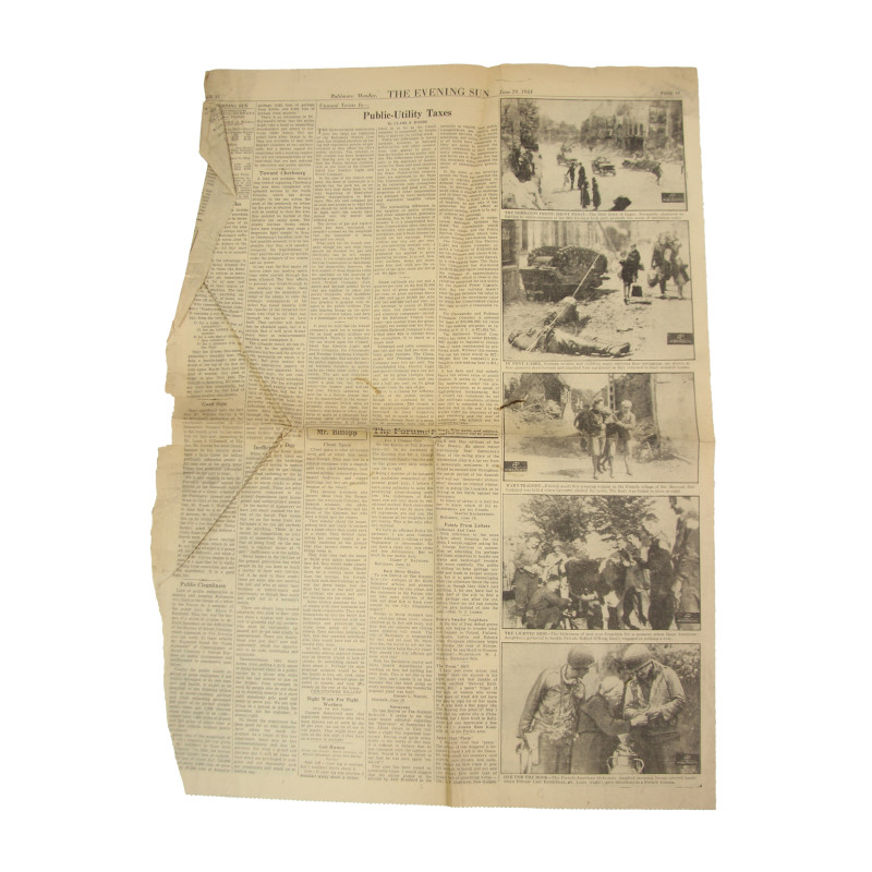 Journaux, The Evening Sun, juin 1944, Carentan