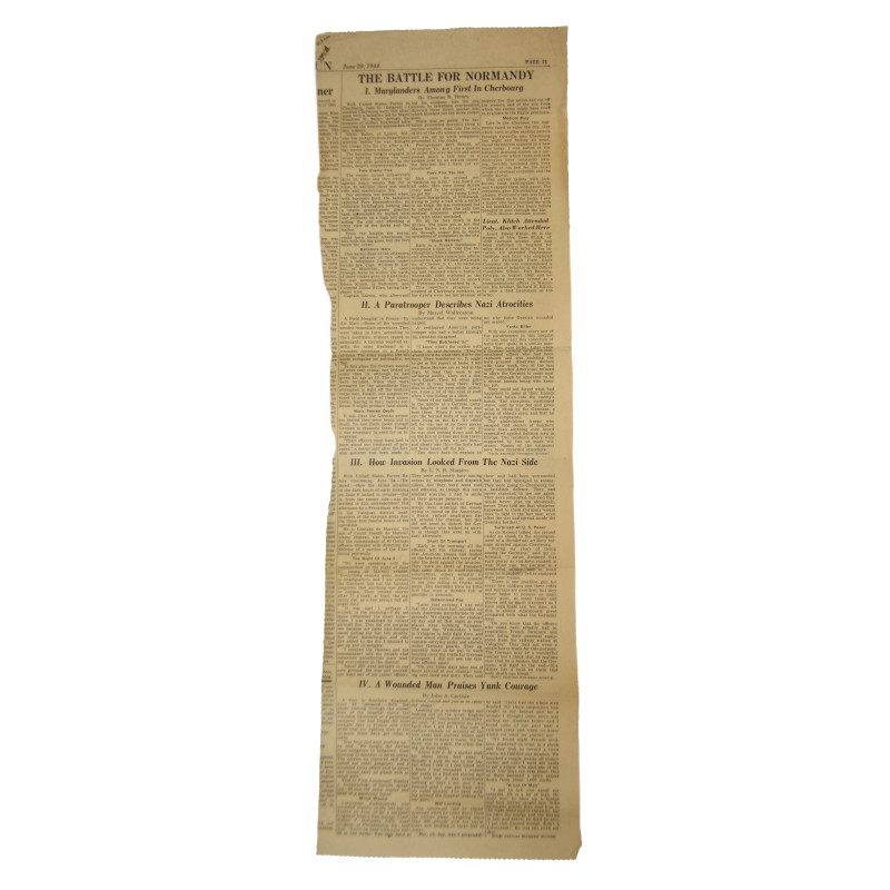 Newspapers, The Evening Sun, June 1944,  Carentan