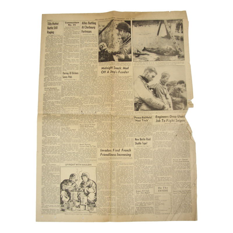 Journaux, The Evening Sun, juin 1944, Carentan