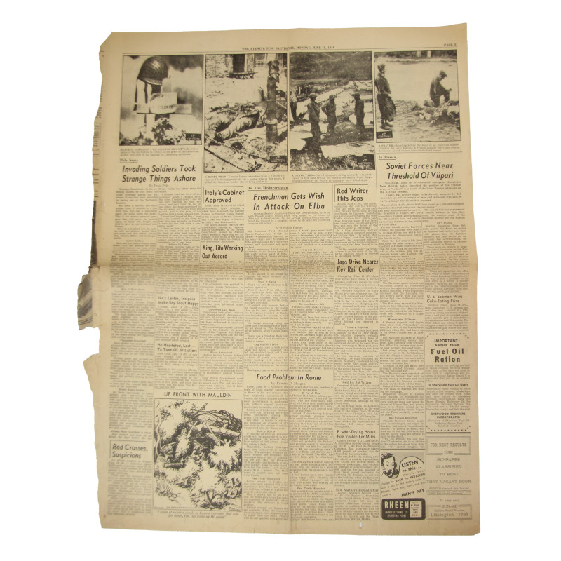 Newspapers, The Evening Sun, June 1944,  Carentan