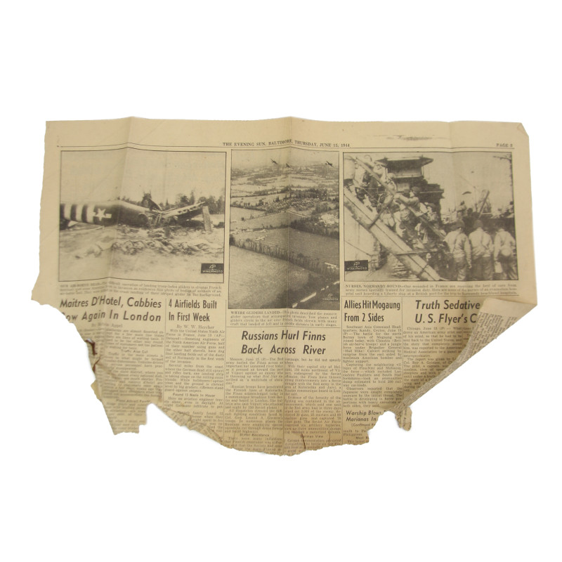 Newspapers, The Evening Sun, June 1944,  Carentan