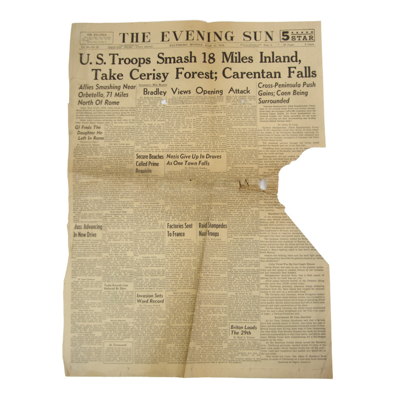 Newspapers, The Evening Sun, June 1944,  Carentan