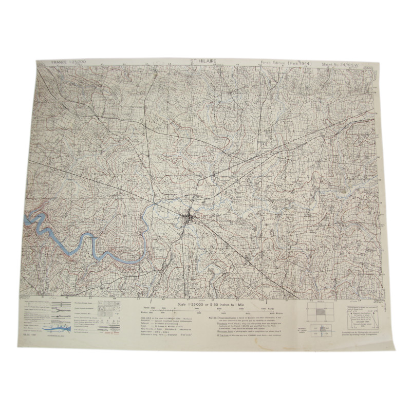 Map, British, Saint-Hilaire-du-Harcouët, Normandy, 1944, 90th Infantry Division