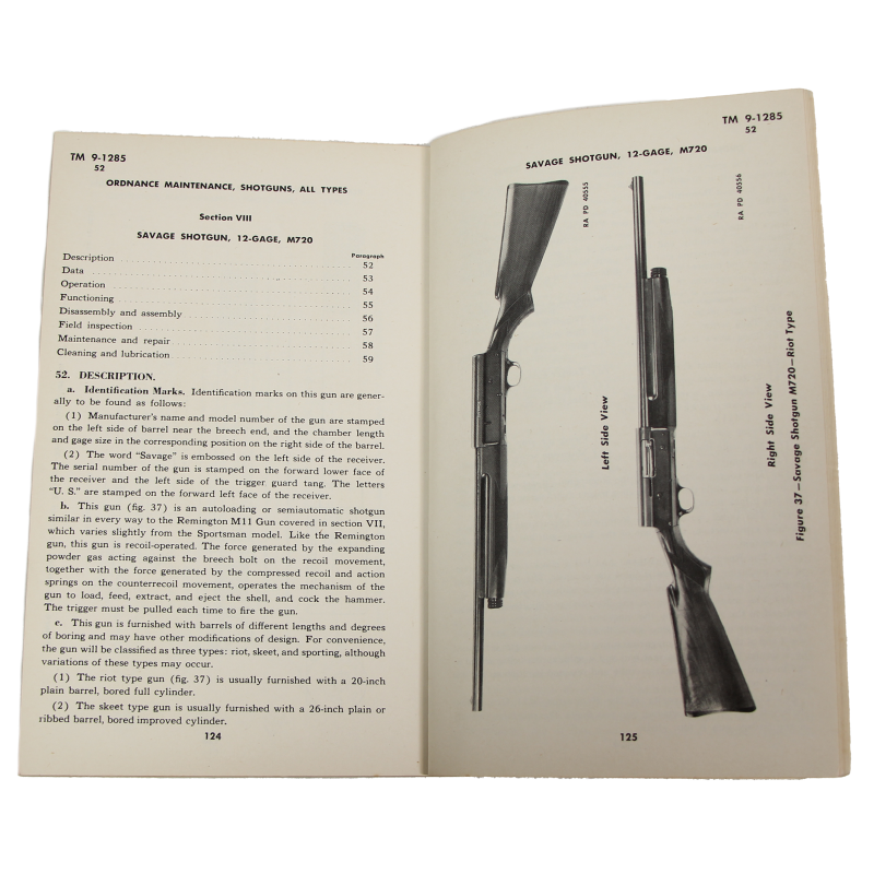 Technical Manual TM 9-1285, Shotguns, 1942