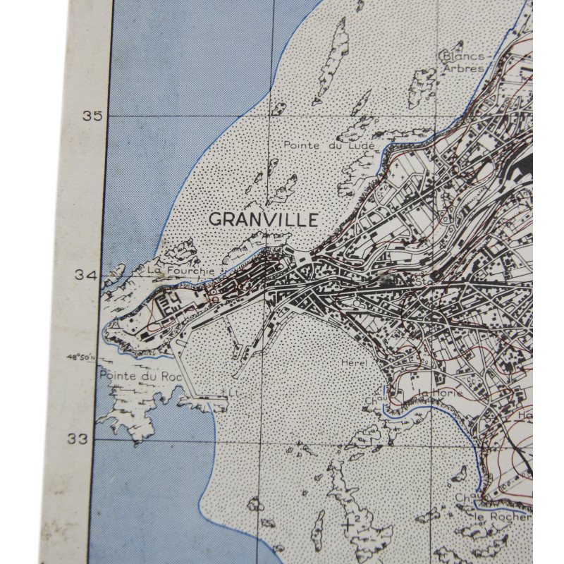 Map, British GRANVILLE, Normandy, 1944, 6th Armored Division
