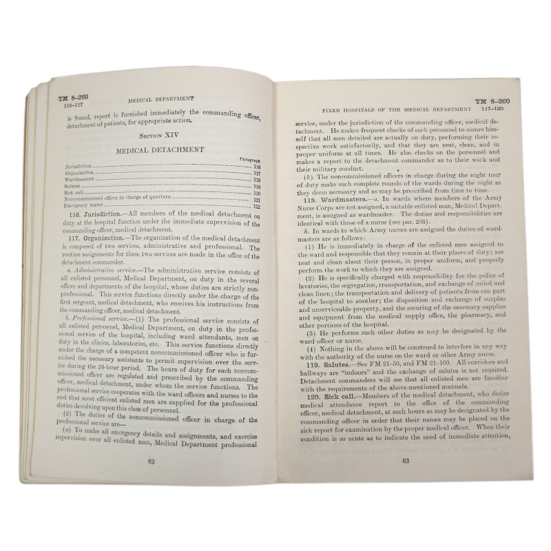 Manual, Technical, TM 8-260, Fixed Hospitals of The Medical Department (General and Station Hospitals), 1941