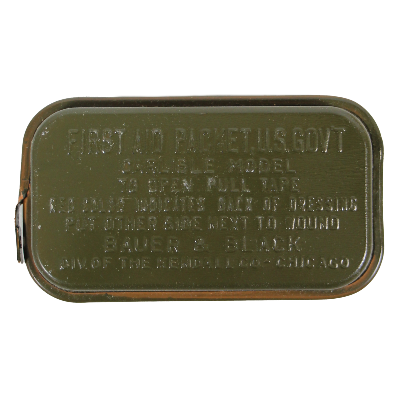 Pansement, First-Aid Packet, Carlisle, boîte métal, vert, 1943